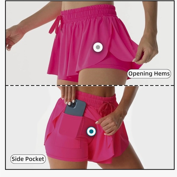 NEW! Flowy Athletic Shorts for Women Run Butterfly Shorts Quick Dry/Pink-Medium - Picture 7 of 8